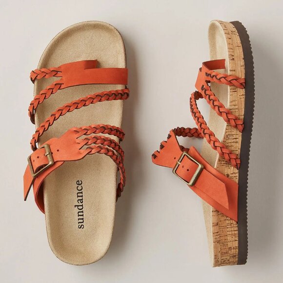 Sundance Shoes Sundance Catalog Helena Braided Leather Cork Sandals